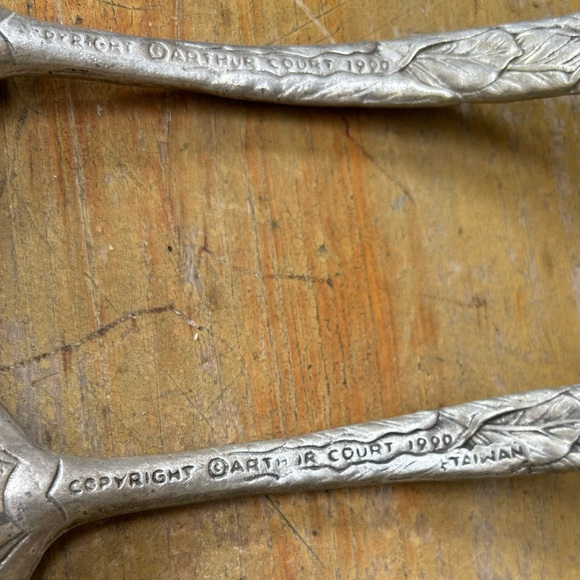 2 Piece Solid Salad Set Arthur Court Brer Rabbit Bunnies Aluminum Hollowware - Picture 5 of 5